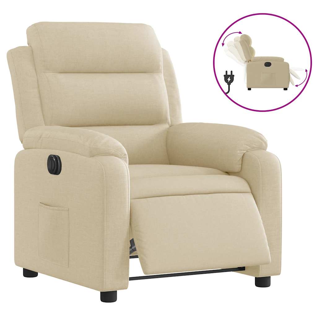 Poltrona Elettrica Reclinabile Crema in Tessuto | homemem39
