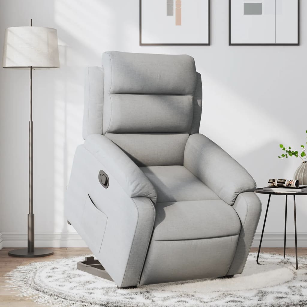 Poltrona Alzapersona Reclinabile Grigio Chiaro in Tessuto | homemem39