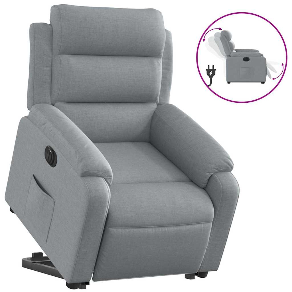 Poltrona Reclinante Alzapersona Elettrica Grigio Chiaro Tessuto | homemem39