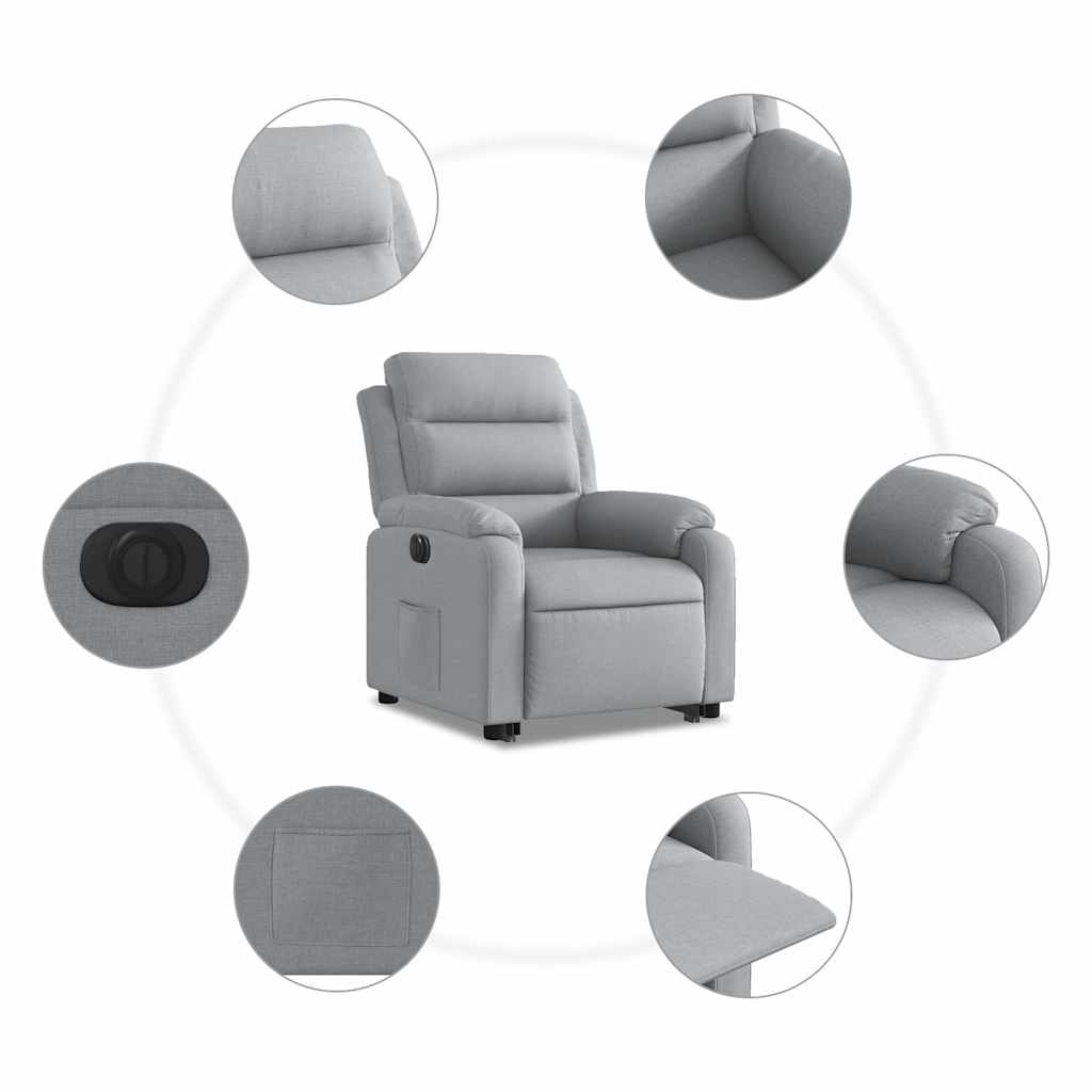 Poltrona Reclinante Alzapersona Elettrica Grigio Chiaro Tessuto | homemem39