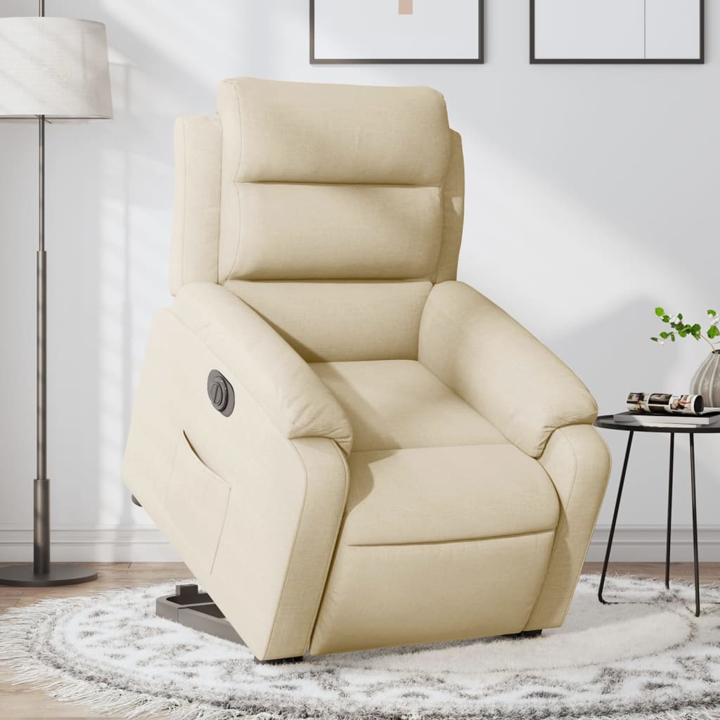 Poltrona Alzapersona Reclinabile Elettrica Crema in Tessuto | homemem39