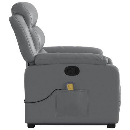 Reclining Massage Lift Chair Gray Faux Leather