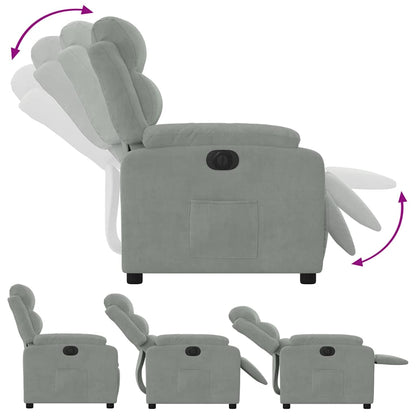 Poltrona Elettrica Reclinabile Grigio Chiaro in Vera Pelle | homemem39