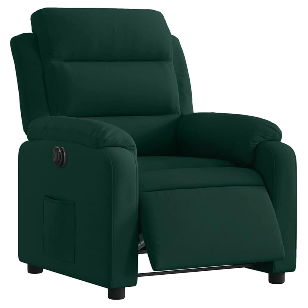 Poltrona Elettrica Reclinabile Verde Scuro in Vera Pelle