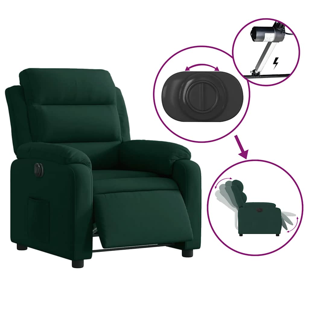 Poltrona Elettrica Reclinabile Verde Scuro in Vera Pelle | homemem39