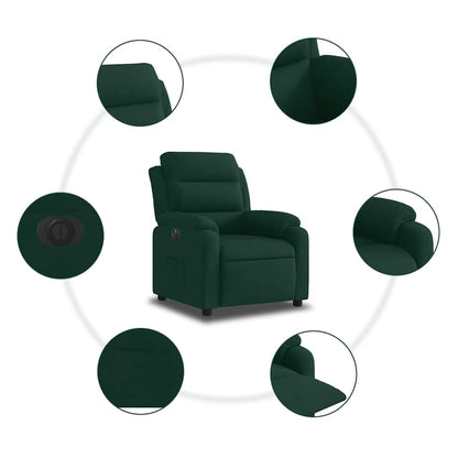 Poltrona Elettrica Reclinabile Verde Scuro in Vera Pelle | homemem39