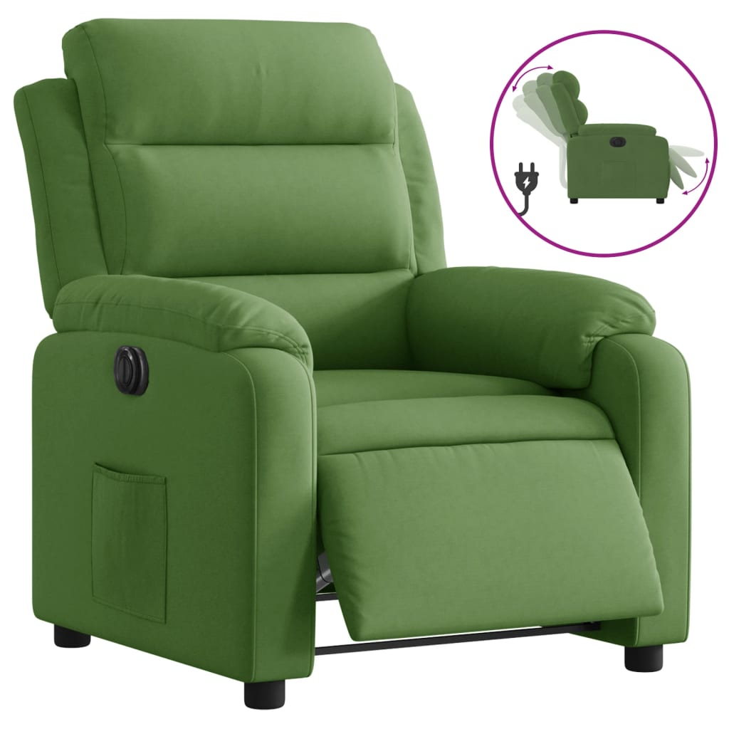 Poltrona Reclinabile Elettrica Verde Chiaro in Velluto | homemem39