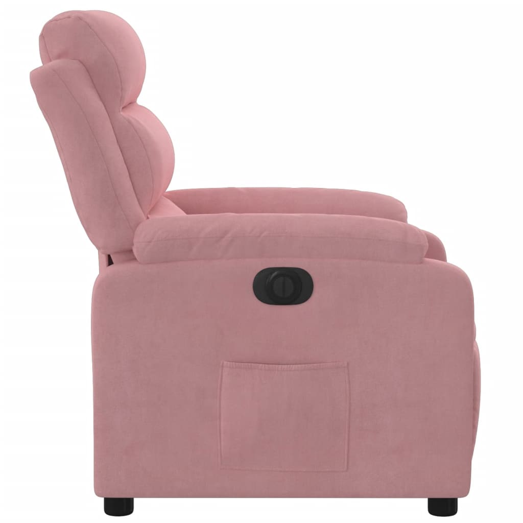 Poltrona Elettrica Reclinabile Massaggio in Velluto Rosa | homemem39