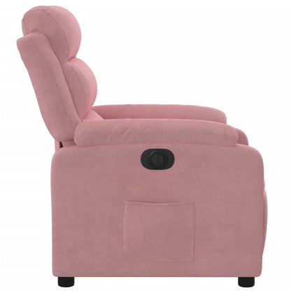 Poltrona Elettrica Reclinabile Massaggio in Velluto Rosa | homemem39