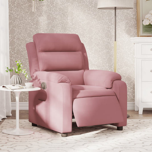 Poltrona Elettrica Reclinabile Massaggio in Velluto Rosa - homemem39