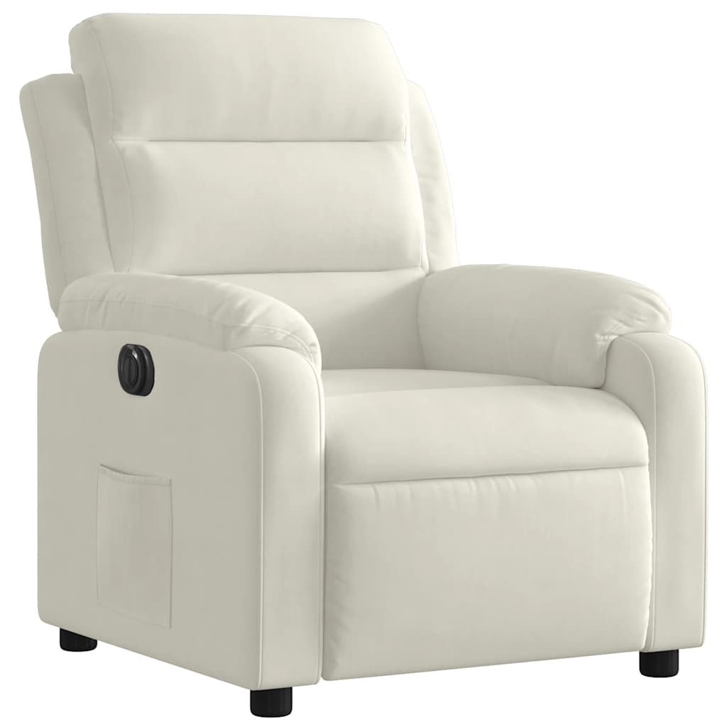 Poltrona Elettrica Reclinabile Crema in Velluto