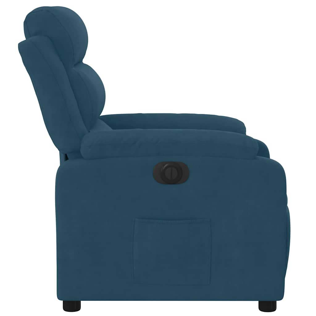 Poltrona Reclinabile Elettrica Blu in Velluto | homemem39