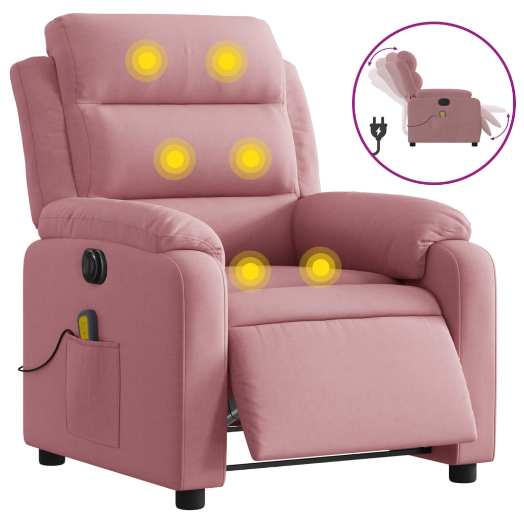 Poltrona Massaggiante Reclinabile Elettrica Rosa Velluto | homemem39