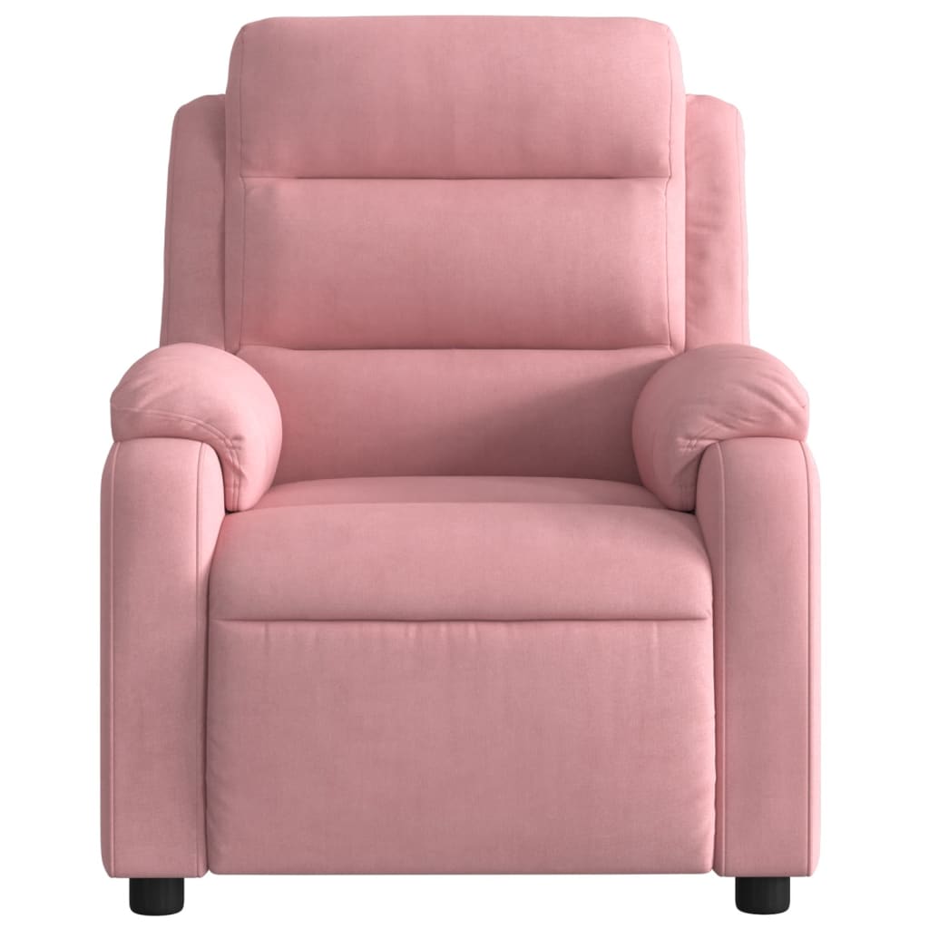 Poltrona Massaggiante Reclinabile Elettrica Rosa Velluto