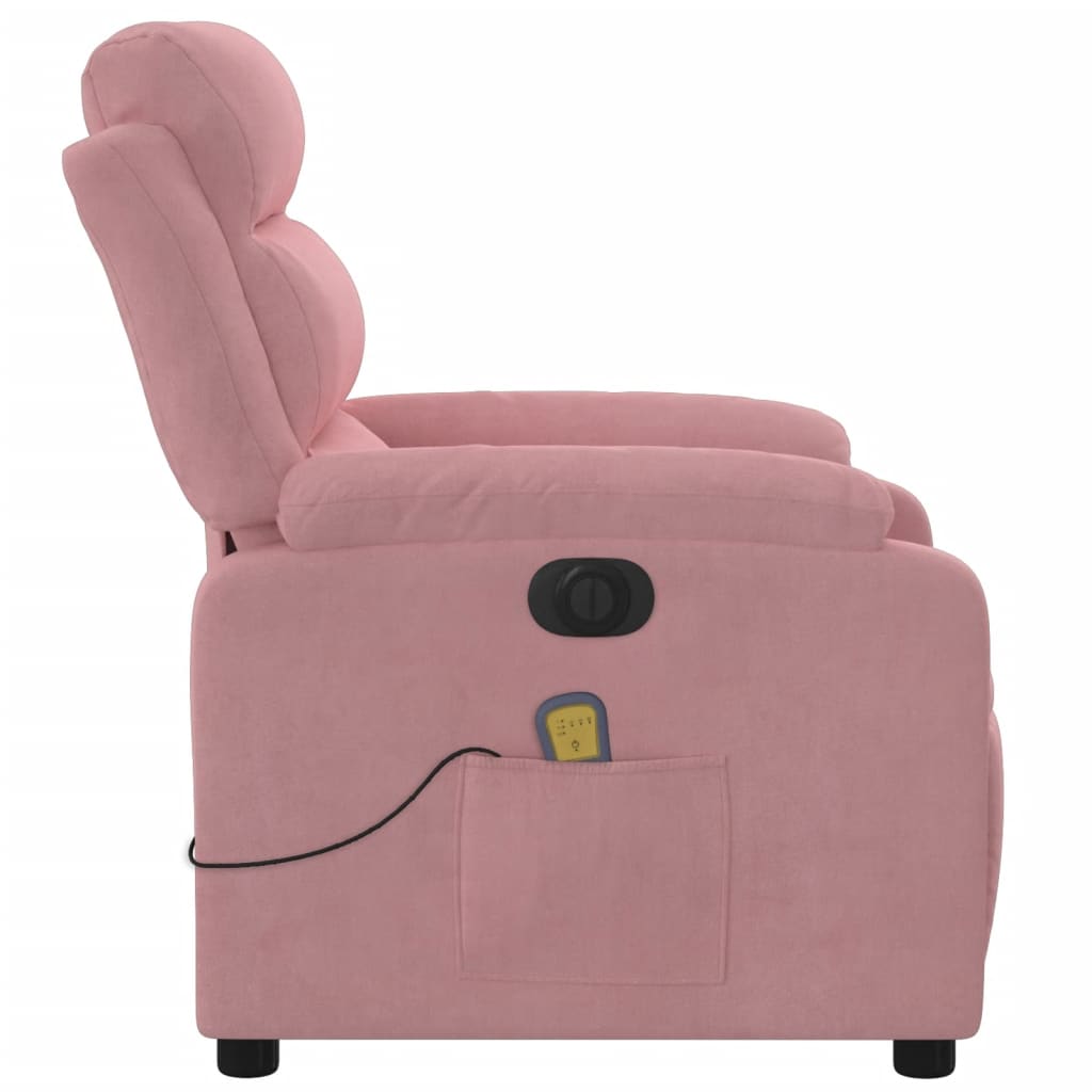 Poltrona Massaggiante Reclinabile Elettrica Rosa Velluto