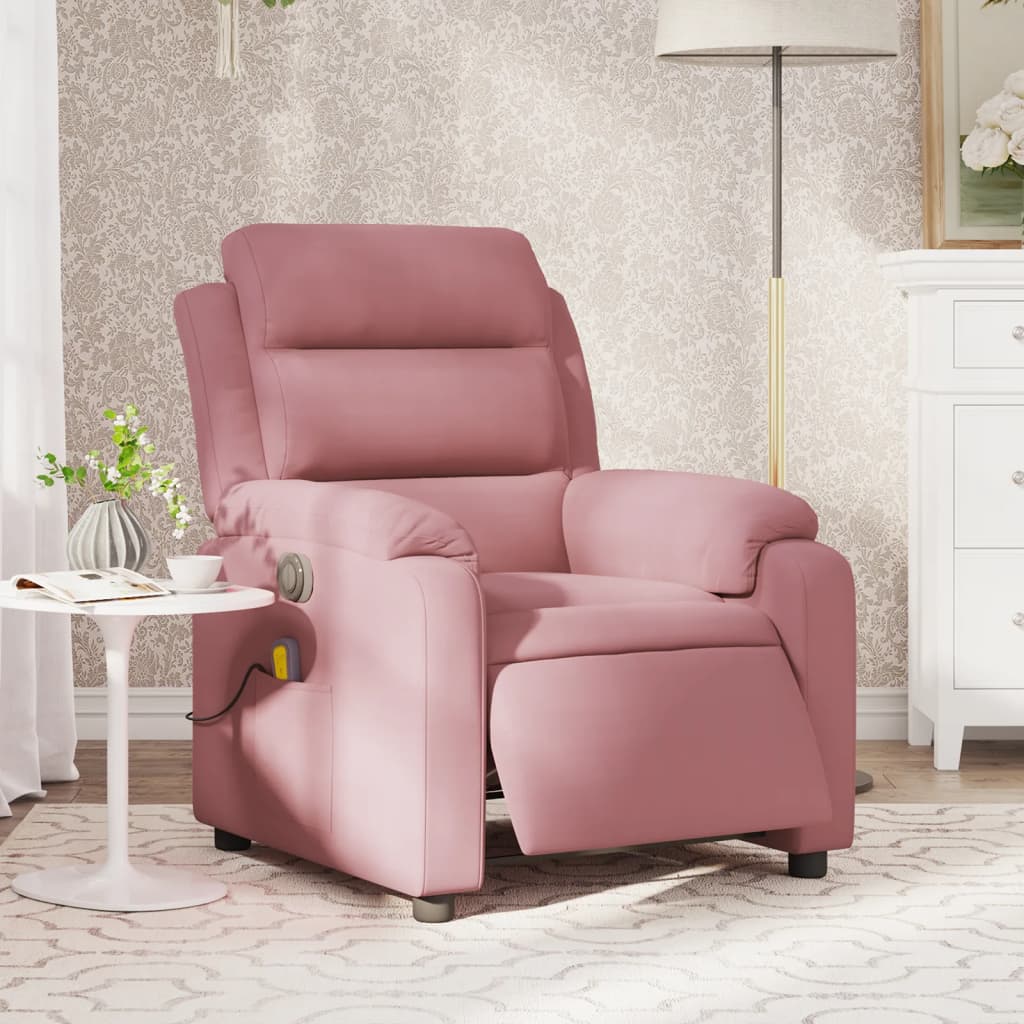 Poltrona Massaggiante Reclinabile Elettrica Rosa Velluto