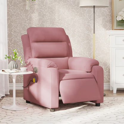 Poltrona Massaggiante Reclinabile Elettrica Rosa Velluto