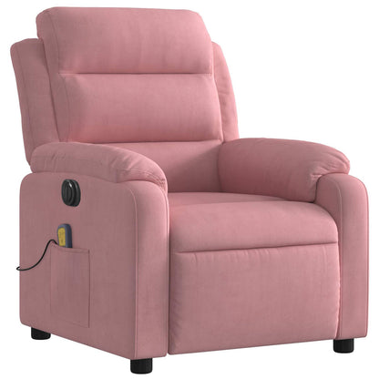 Poltrona Massaggiante Reclinabile Elettrica Rosa Velluto