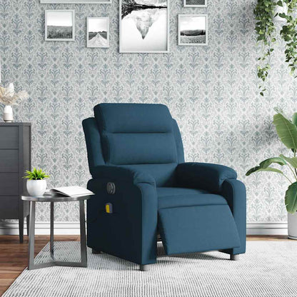 Poltrona Massaggiante Reclinabile Elettrica Blu in Velluto