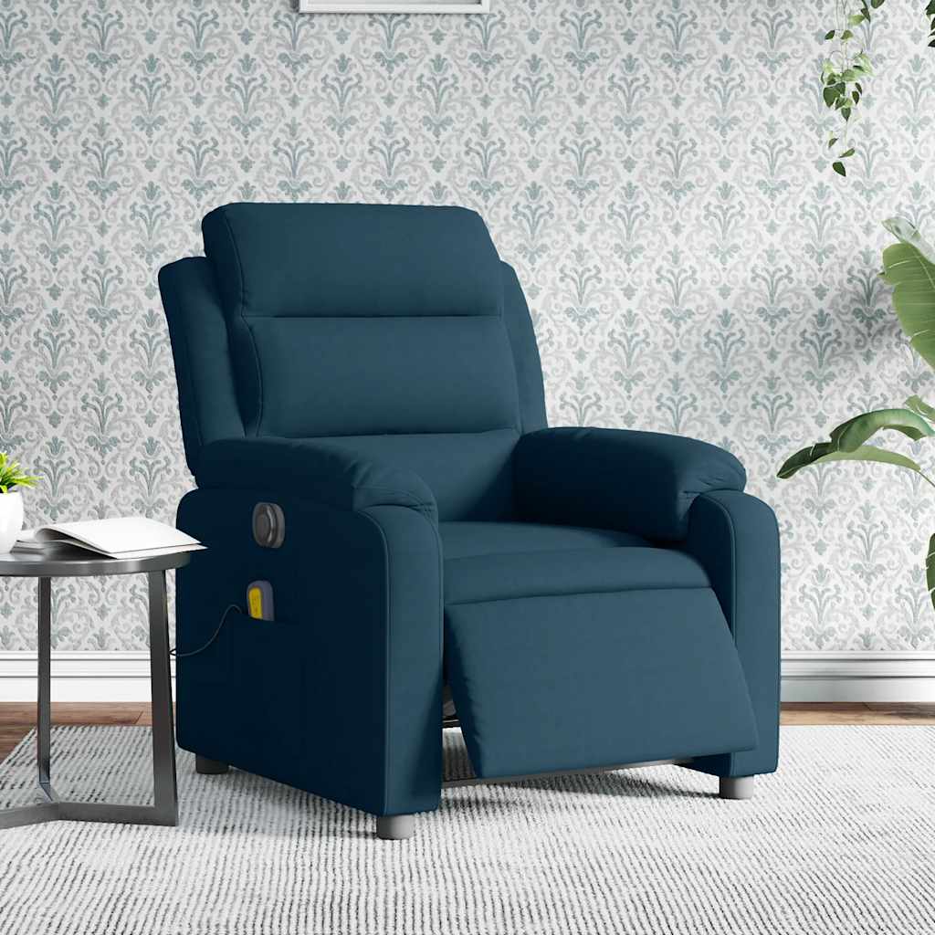 Poltrona Massaggiante Reclinabile Elettrica Blu in Velluto | homemem39