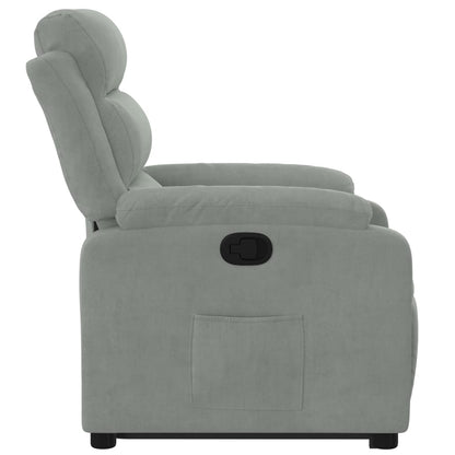 Poltrona Alzapersona Reclinabile Grigio Chiaro in Velluto | homemem39