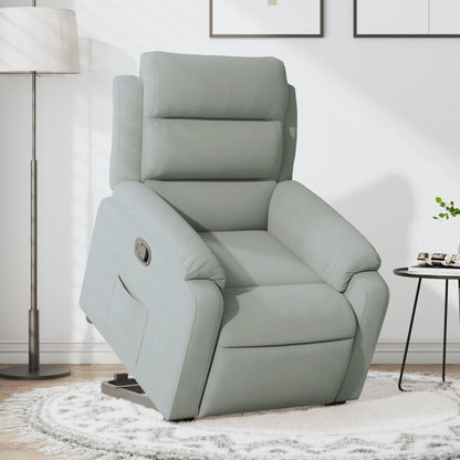 Poltrona Alzapersona Reclinabile Grigio Chiaro in Velluto | homemem39