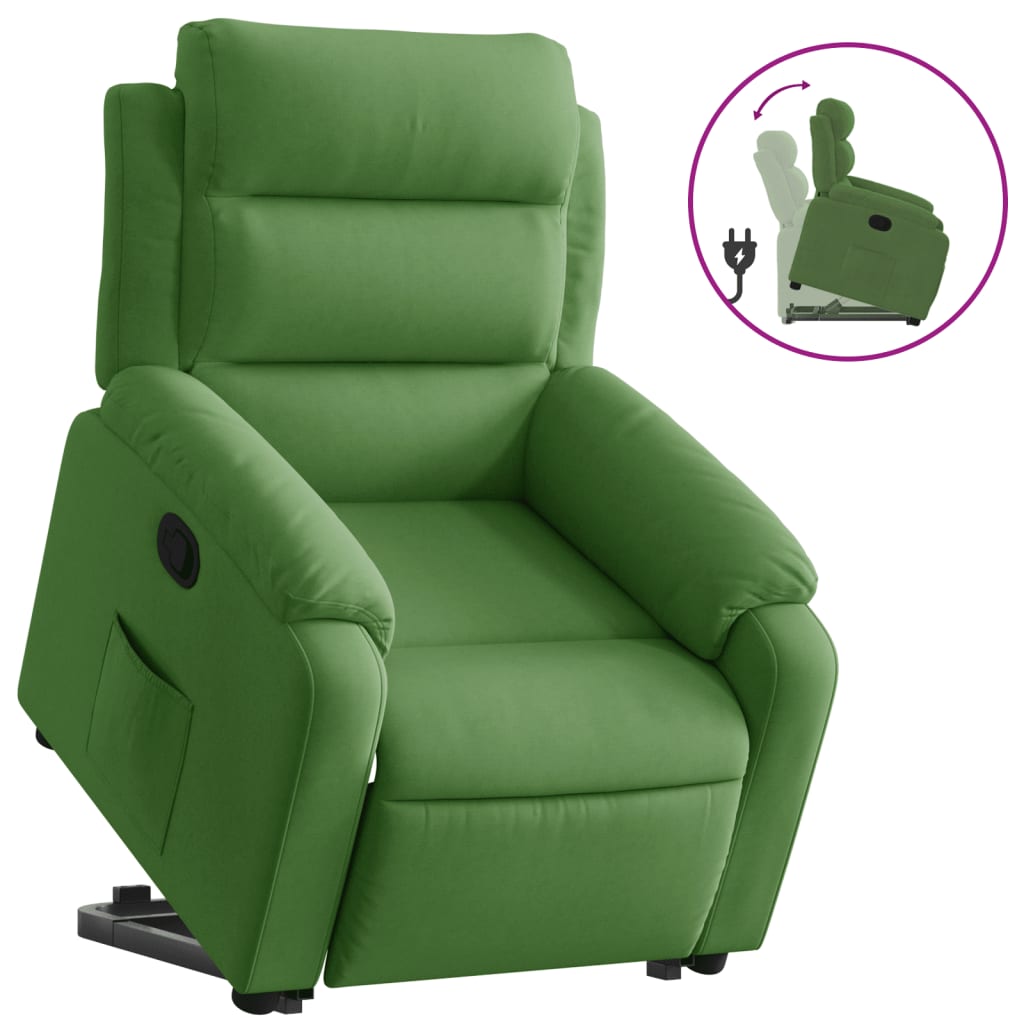 Poltrona Alzapersona Reclinabile Verde Chiaro in Velluto