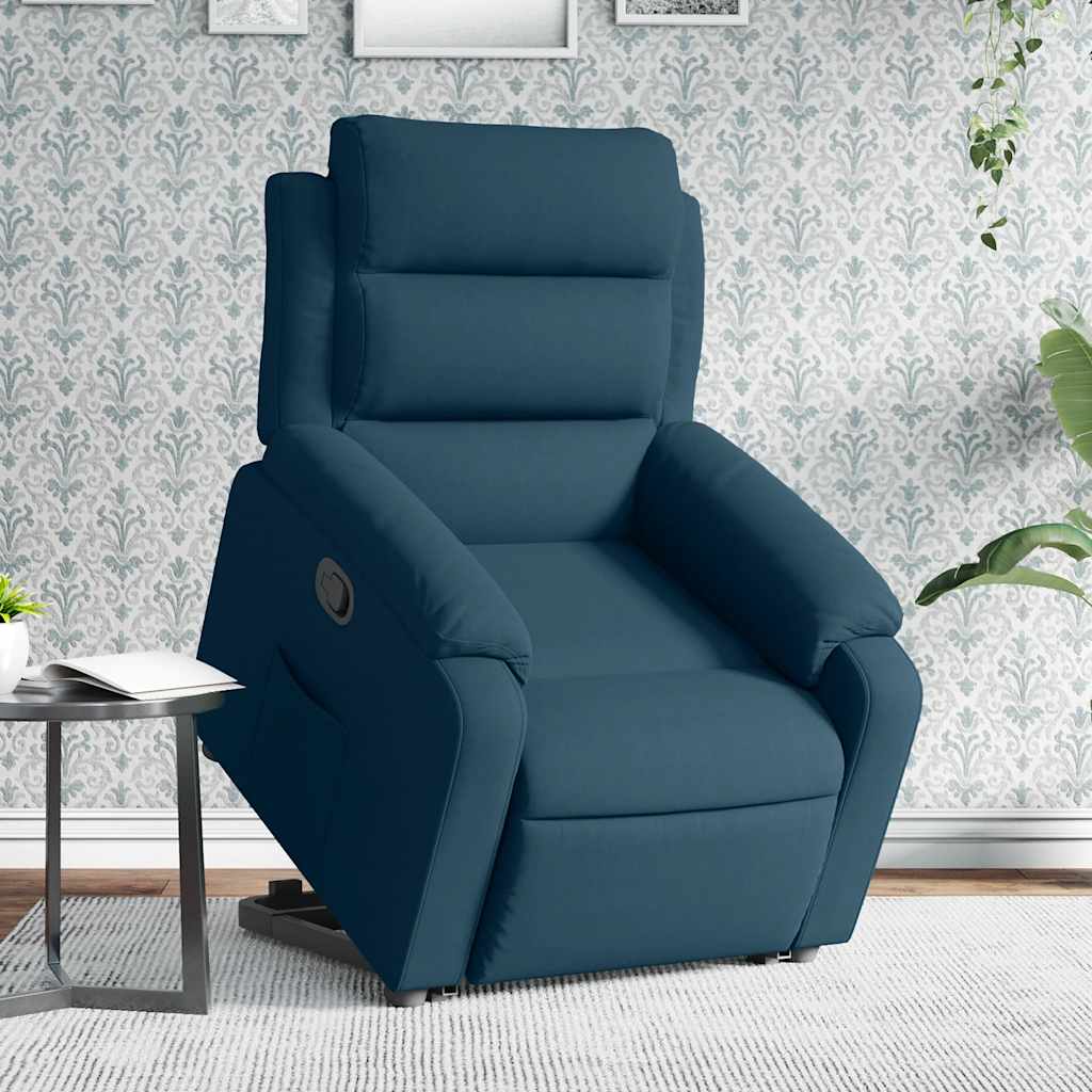 Poltrona Alzapersona Reclinabile Blu in Velluto | homemem39