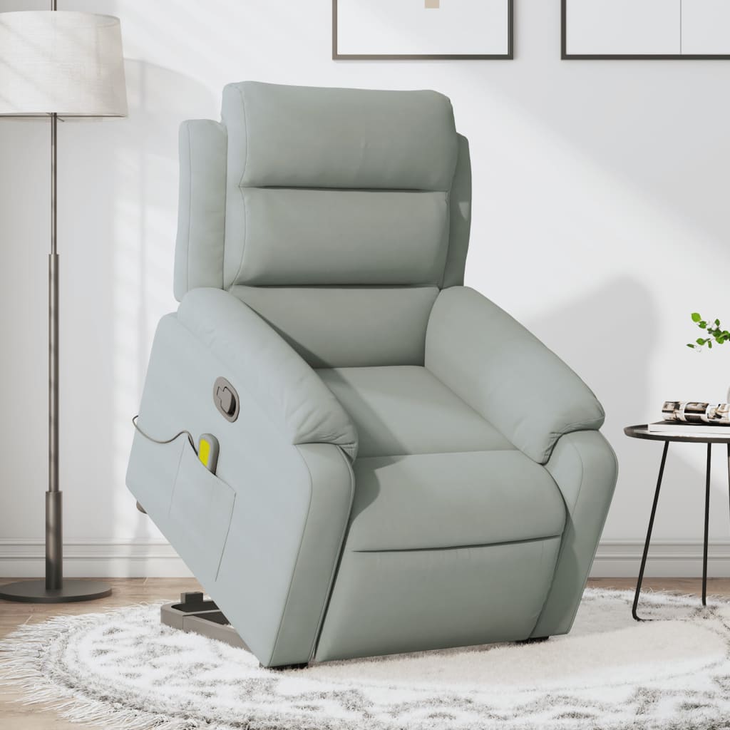 Poltrona Alzapersona Reclinabile Grigio Chiaro in Velluto | homemem39