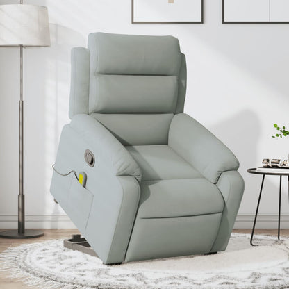 Poltrona Alzapersona Reclinabile Grigio Chiaro in Velluto | homemem39
