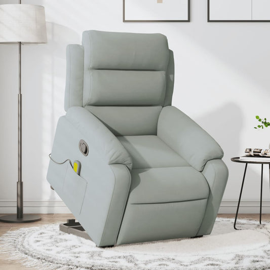 Poltrona Alzapersona Reclinabile Grigio Chiaro in Velluto | homemem39