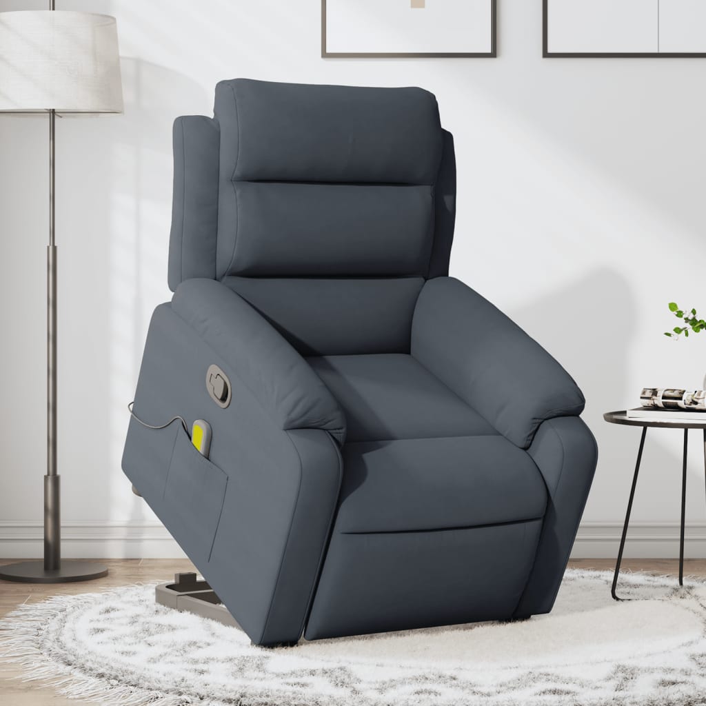 Poltrona Alzapersona Reclinabile Grigio Scuro in Velluto | homemem39
