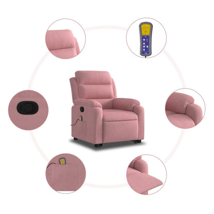 Poltrona Alzapersona Reclinabile Rosa in Velluto