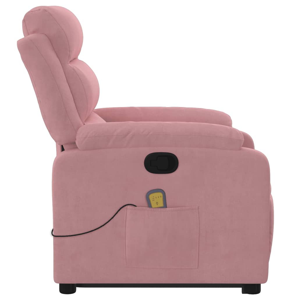 Poltrona Alzapersona Reclinabile Rosa in Velluto | homemem39