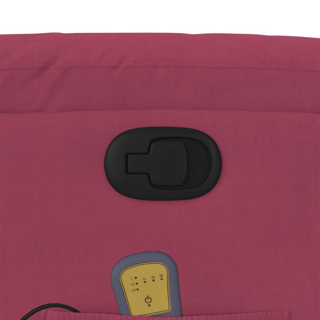 Poltrona Alzapersona Massaggio Reclinabile Rosso Vino Velluto - homemem39