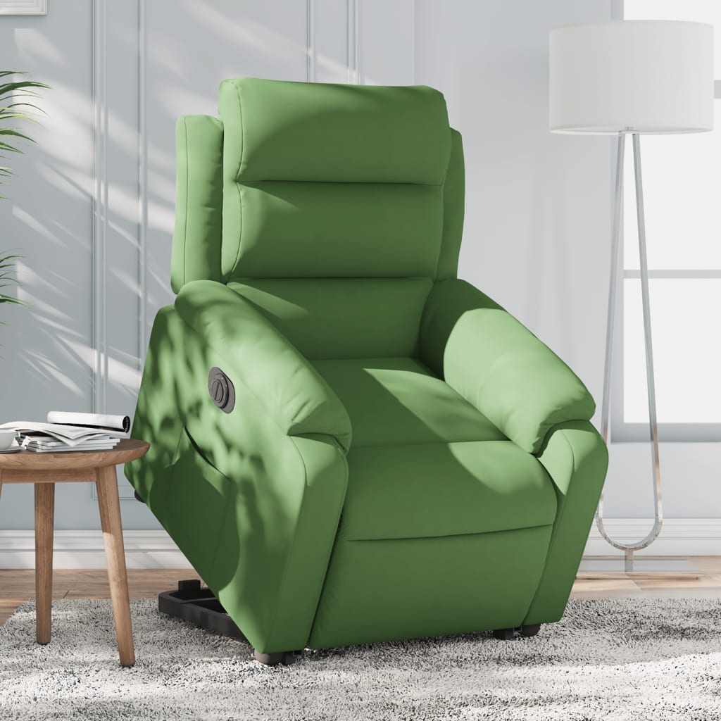 Poltrona Alzapersona Reclinabile Elettrica Verde Chiaro Velluto