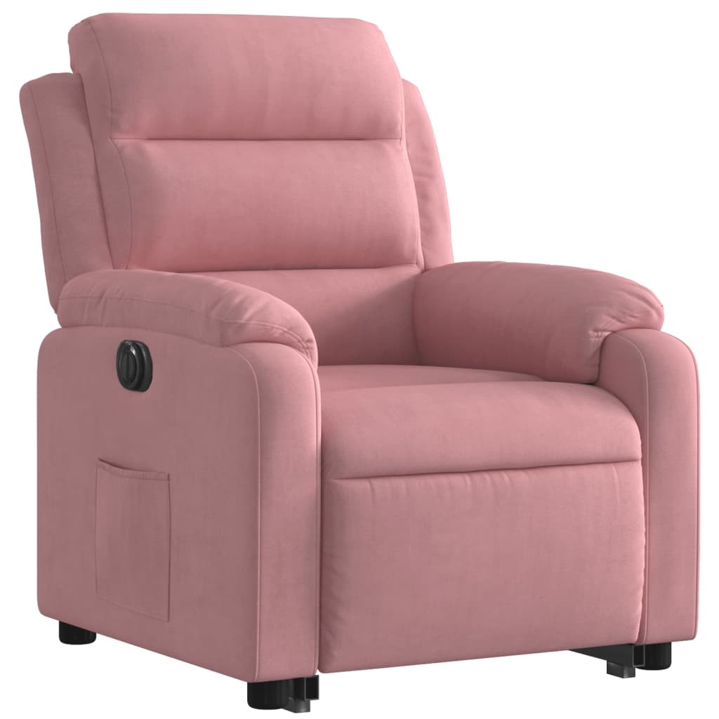 Poltrona Alzapersona Reclinabile Elettrica Rosa in Velluto