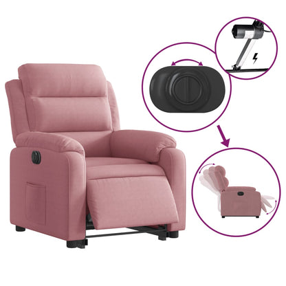 Poltrona Alzapersona Reclinabile Elettrica Rosa in Velluto