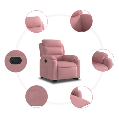 Poltrona Alzapersona Reclinabile Elettrica Rosa in Velluto | homemem39