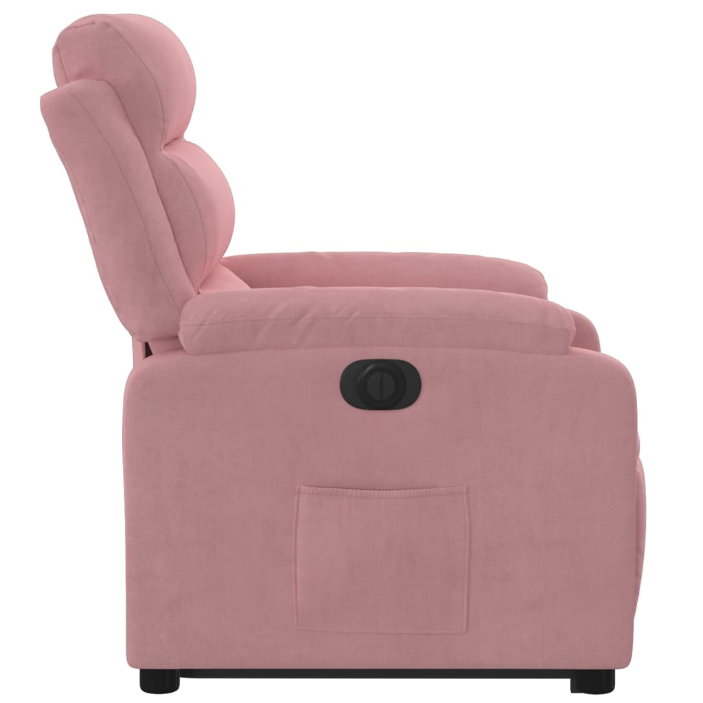 Poltrona Alzapersona Reclinabile Elettrica Rosa in Velluto | homemem39