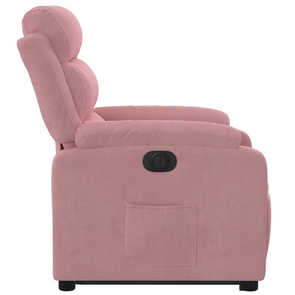 Poltrona Alzapersona Reclinabile Elettrica Rosa in Velluto | homemem39