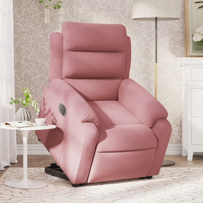 Poltrona Alzapersona Reclinabile Elettrica Rosa in Velluto