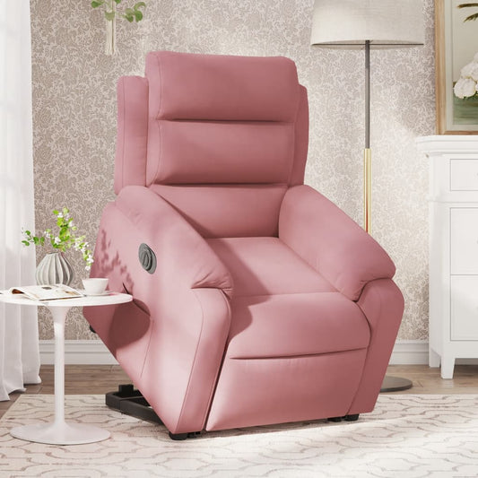 Poltrona Alzapersona Reclinabile Elettrica Rosa in Velluto - homemem39