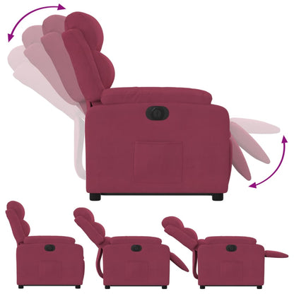 Poltrona Alzapersona Reclinabile Elettrica Rosso Vino Velluto | homemem39