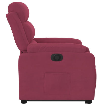 Poltrona Alzapersona Reclinabile Elettrica Rosso Vino Velluto | homemem39