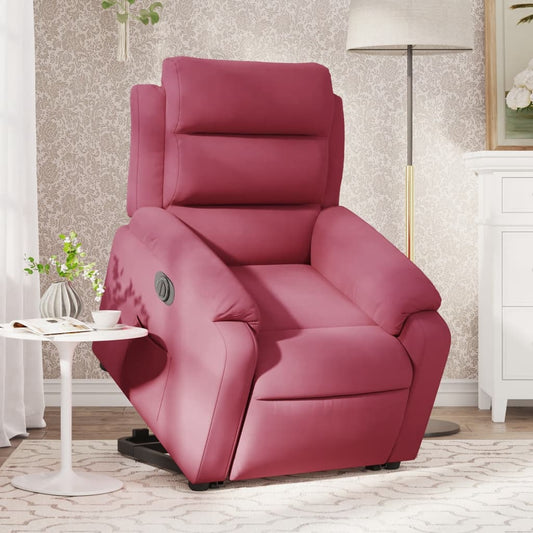 Poltrona Alzapersona Reclinabile Elettrica Rosso Vino Velluto | homemem39