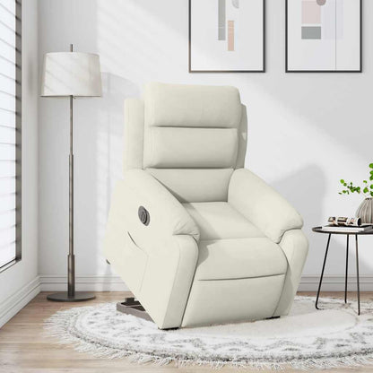 Poltrona Alzapersona Reclinabile Elettrica Crema in Velluto