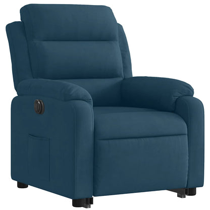 Poltrona Alzapersona Reclinabile Elettrica Blu in Velluto | homemem39