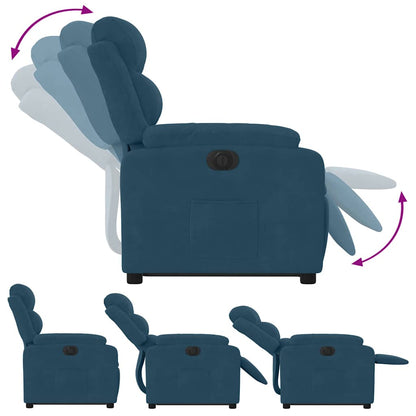 Poltrona Alzapersona Reclinabile Elettrica Blu in Velluto | homemem39