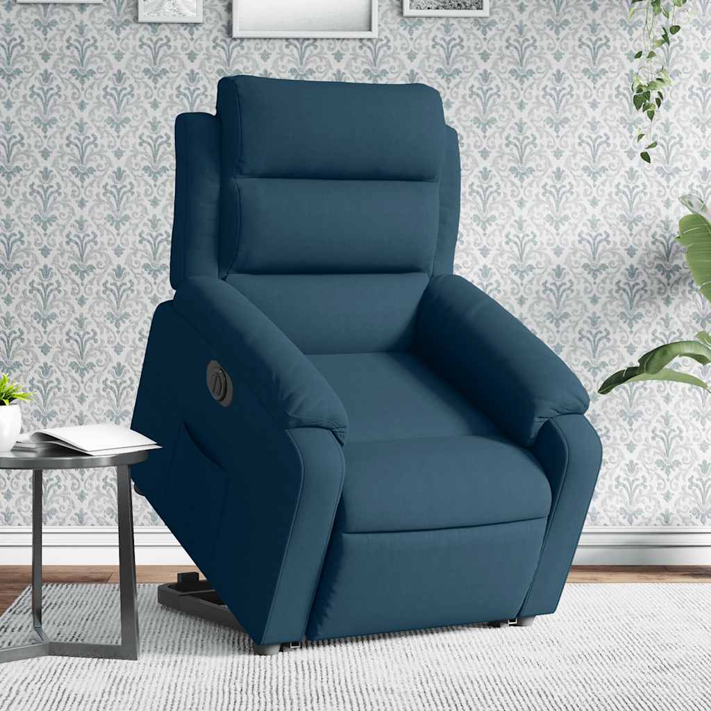 Poltrona Alzapersona Reclinabile Elettrica Blu in Velluto | homemem39